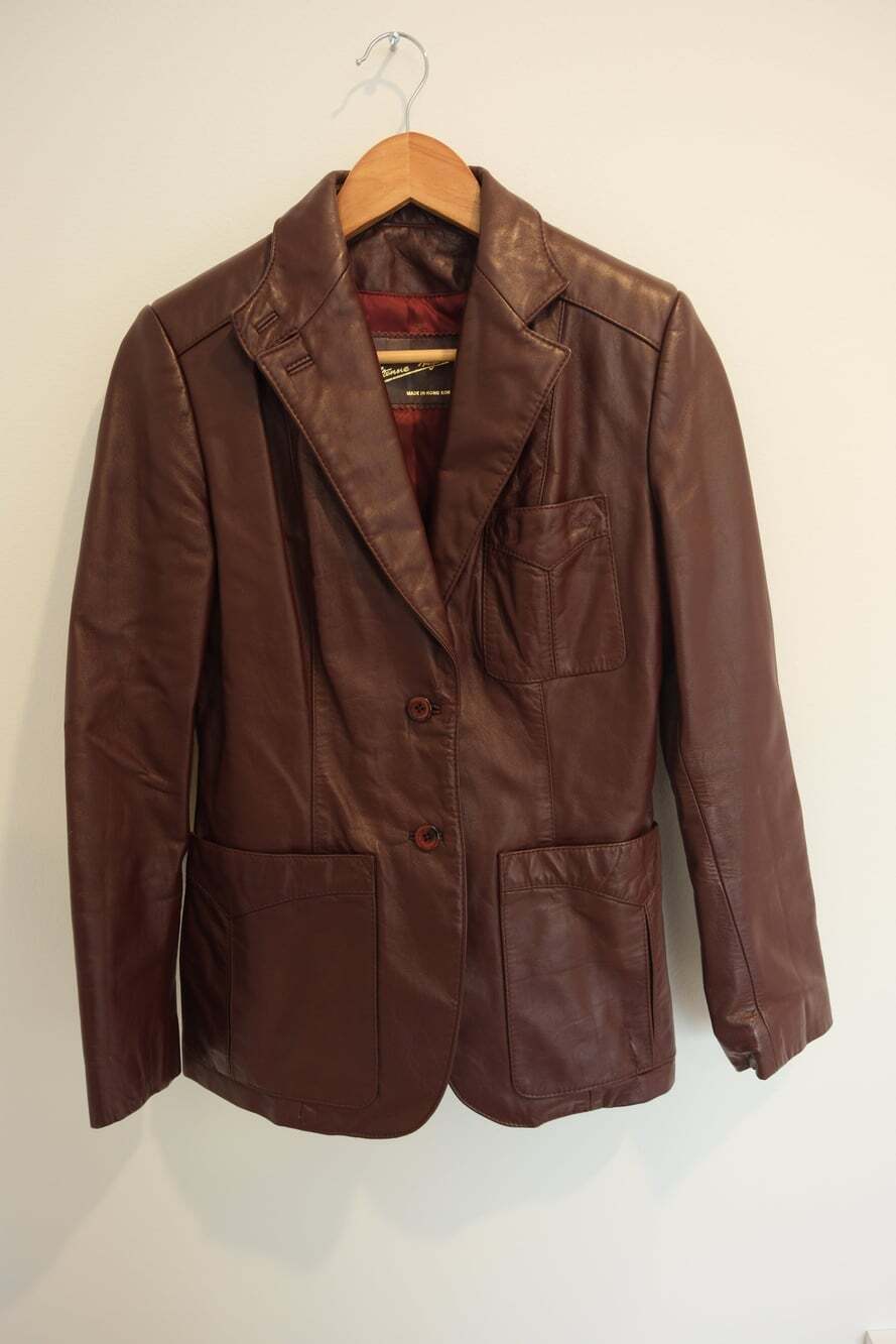 Vintage Etienne Aigner Burgundy Genuine Leather Blazer Jacket Size 8 70s 80s - Picture 3 of 11